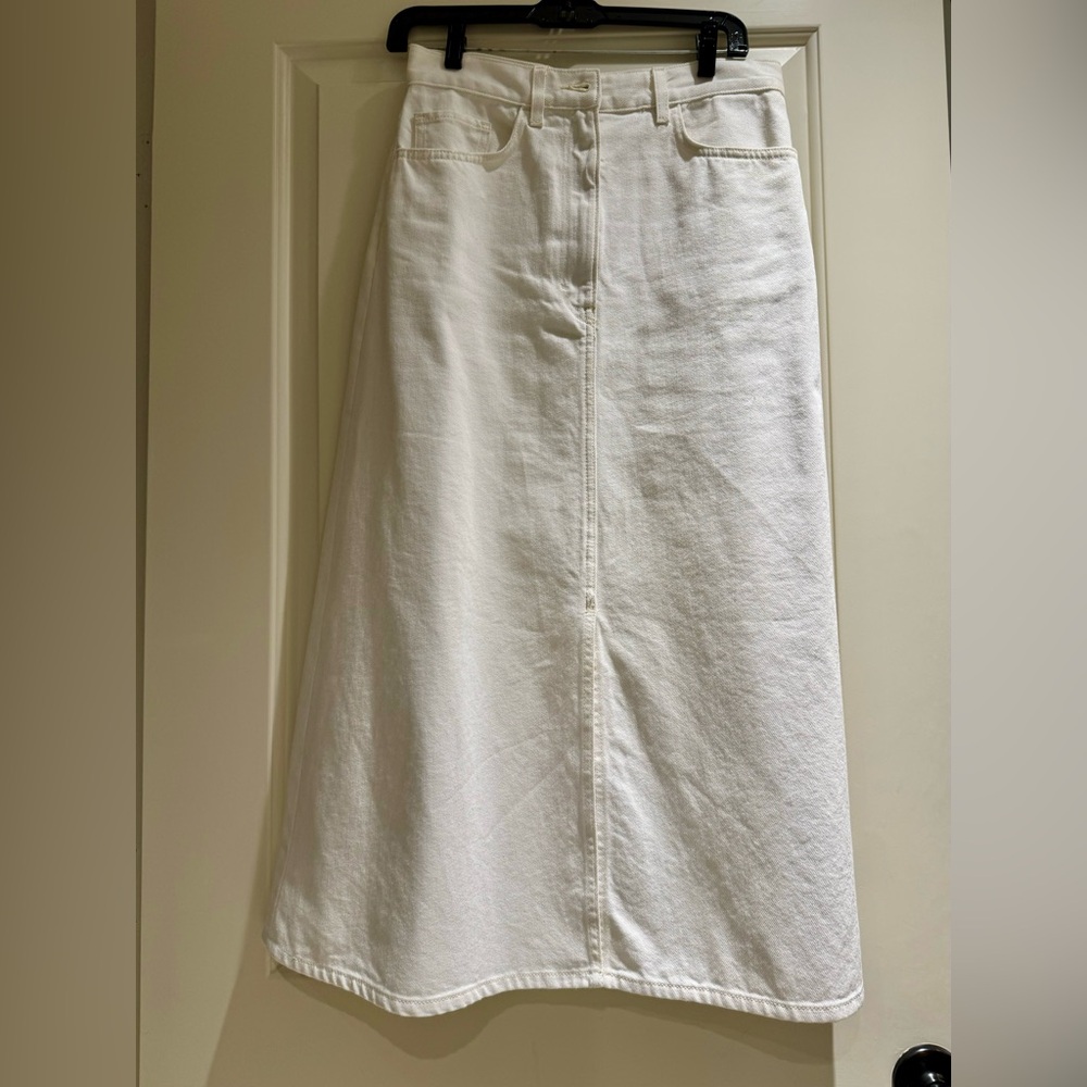 COS white denim a- line midi skirt